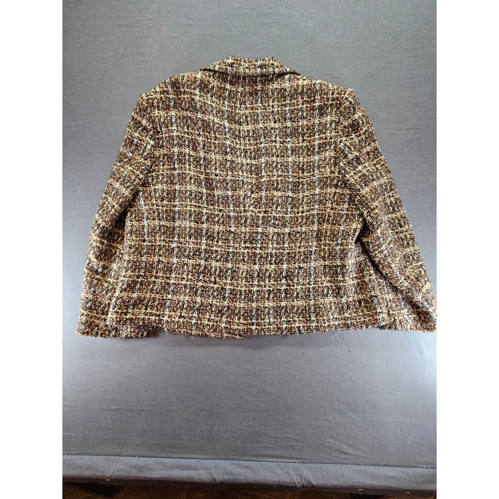 Rafaella Woman Brown Plaid Tweed Wool Blend Blazer Jacket Size 18W - Picture 3 of 3